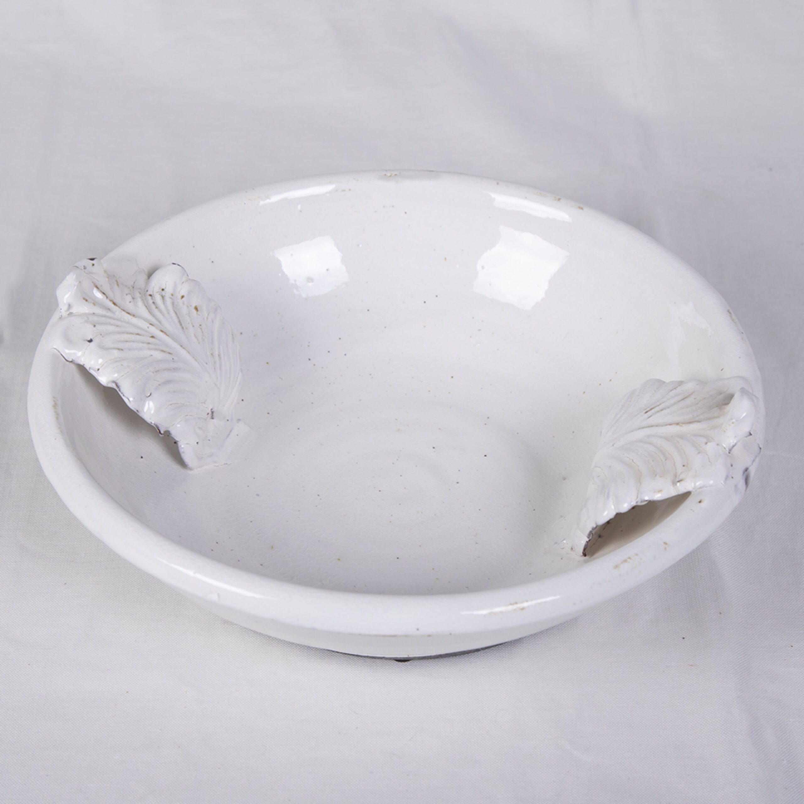 Leaf Handle Ceramic Bowl — Transient White - Image 2