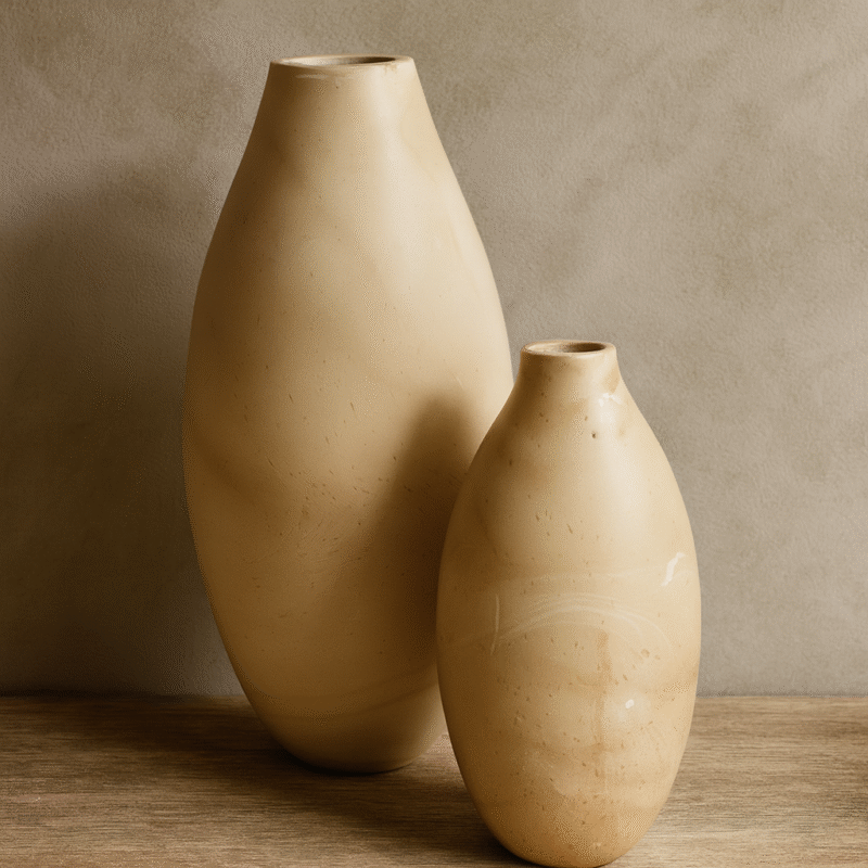 Serene Sand Mango Wood Vase Set