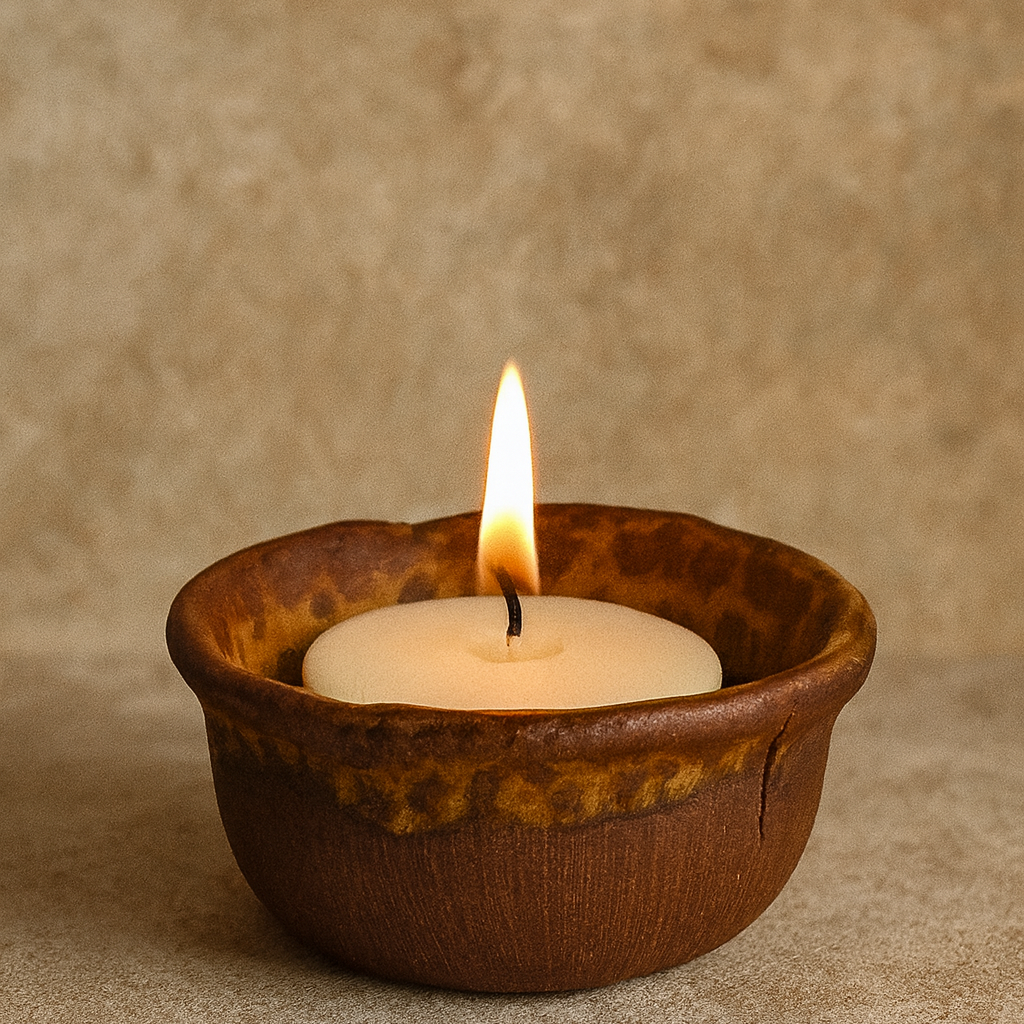Earthen Flame Tea Wight Holder – Yachimun Brown