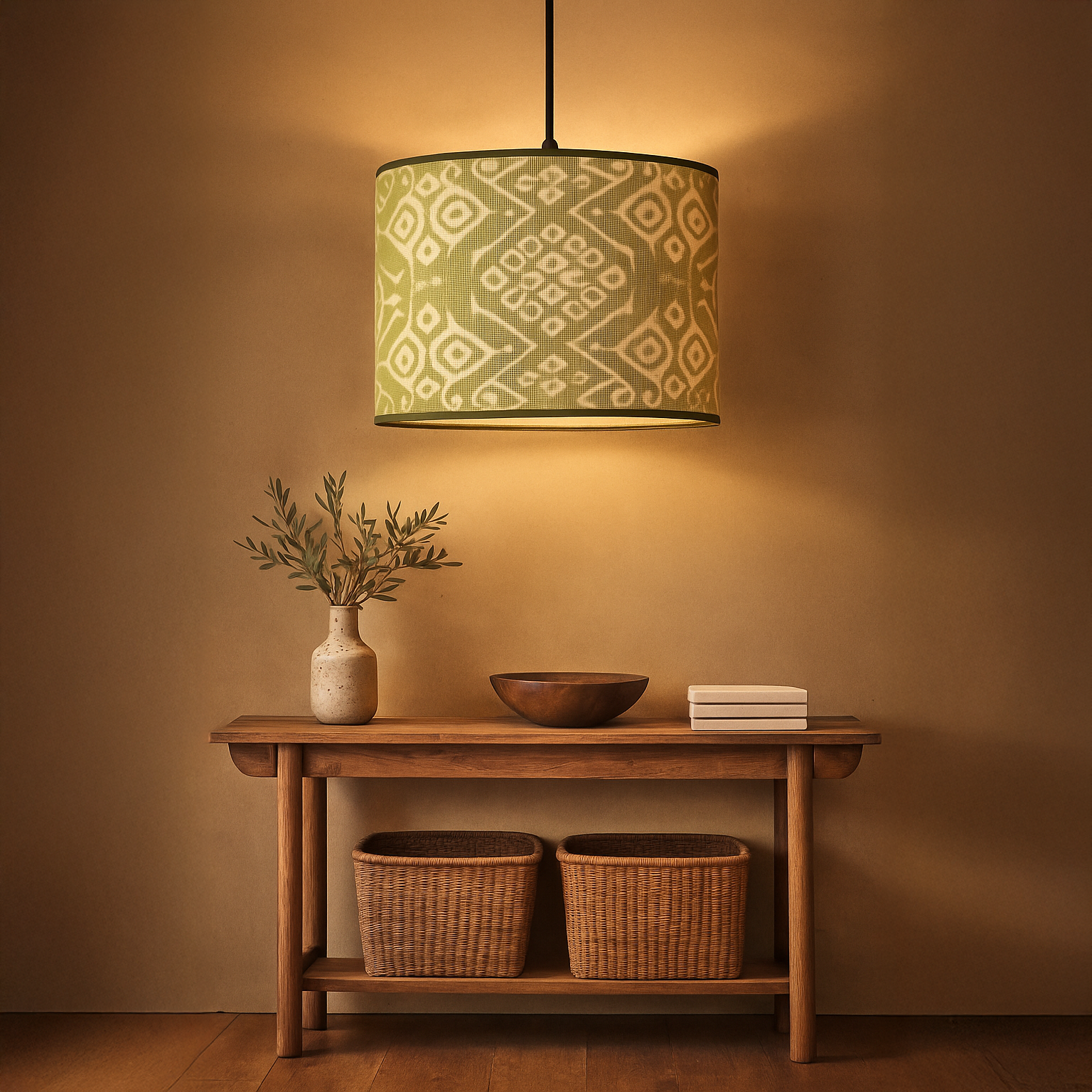 Mendong Ikat Pendant – Matcha Green - Image 2