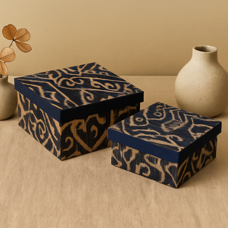 Ikat Storage Box Set – Indigo Weave