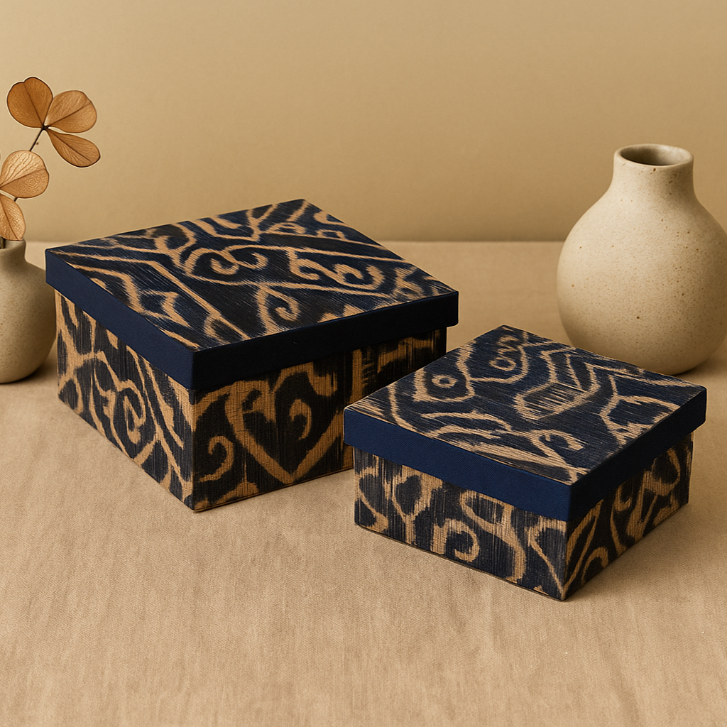 Ikat Storage Box Set – Indigo Weave