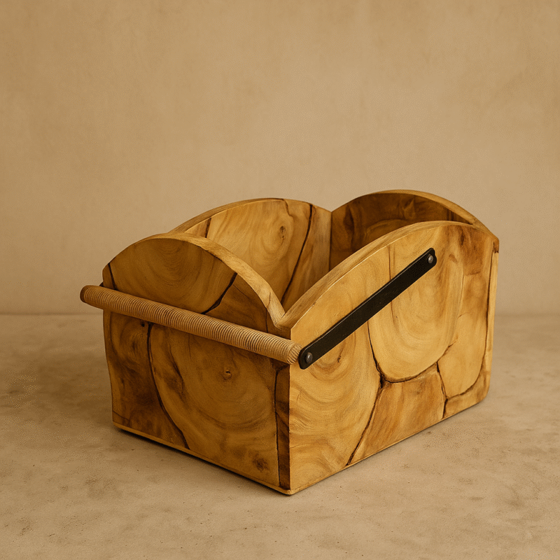 Teak Root Slice Carry Basket