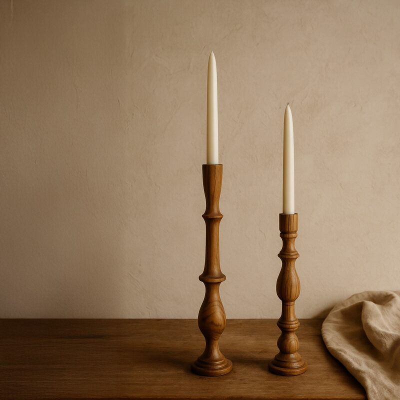 Shesham Wood Candle Holder Set — Tall & Slim