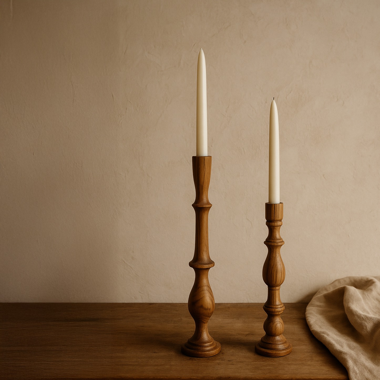 Shesham Wood Candle Holder Set — Tall & Slim