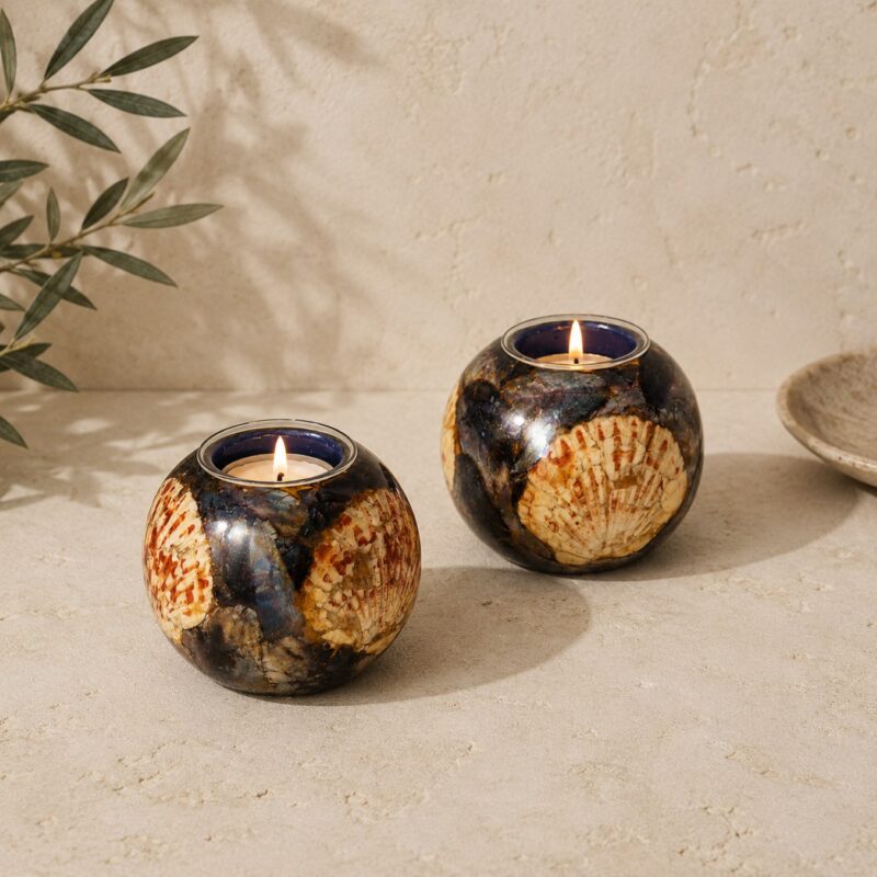 Tidal Shell Votive – Natural Shell & Resin Candle Holder