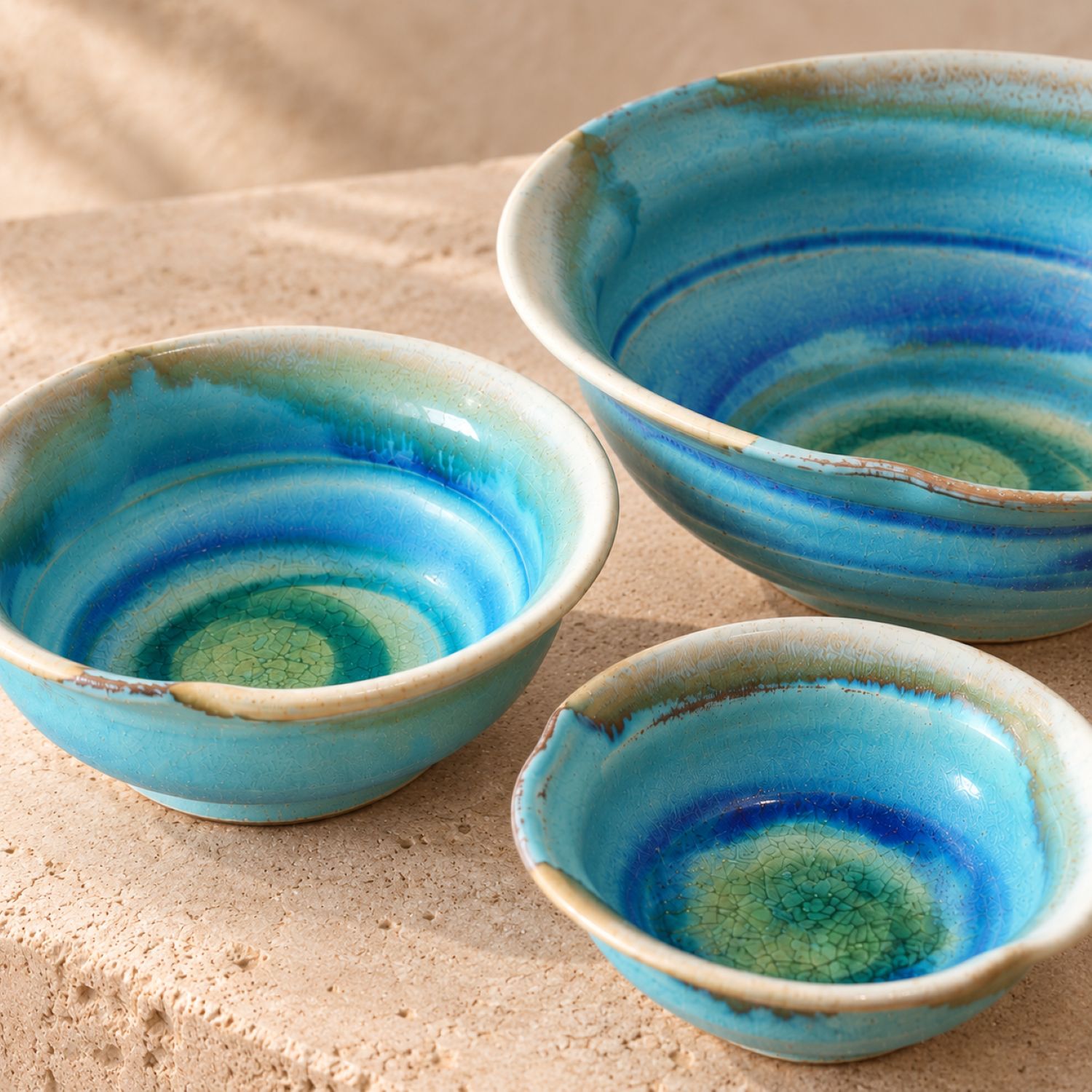 Kaze no Utsuwa Japanese Flower Bowl – Turquoise Water Glaze - Image 2