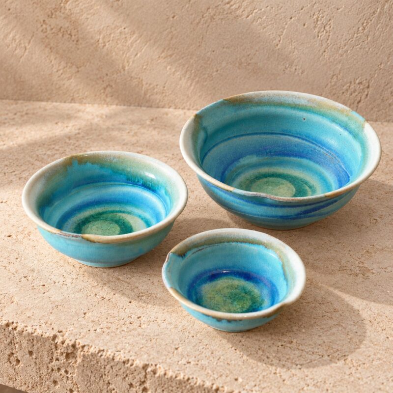 Kaze no Utsuwa Japanese Flower Bowl – Turquoise Water Glaze