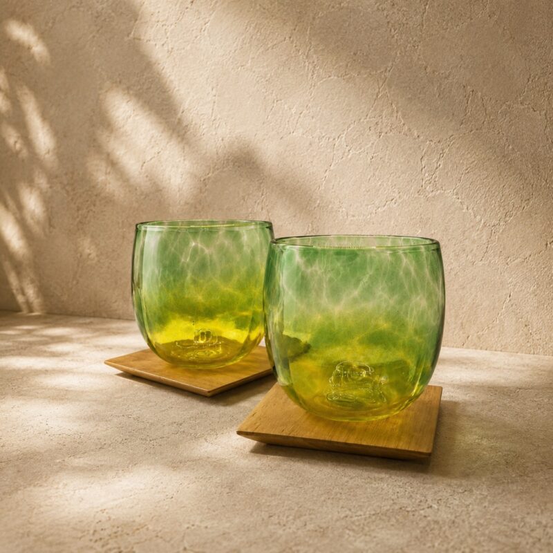 RYUSEI Lagoon Ryukyu Glass & Yamasakura Coaster Set