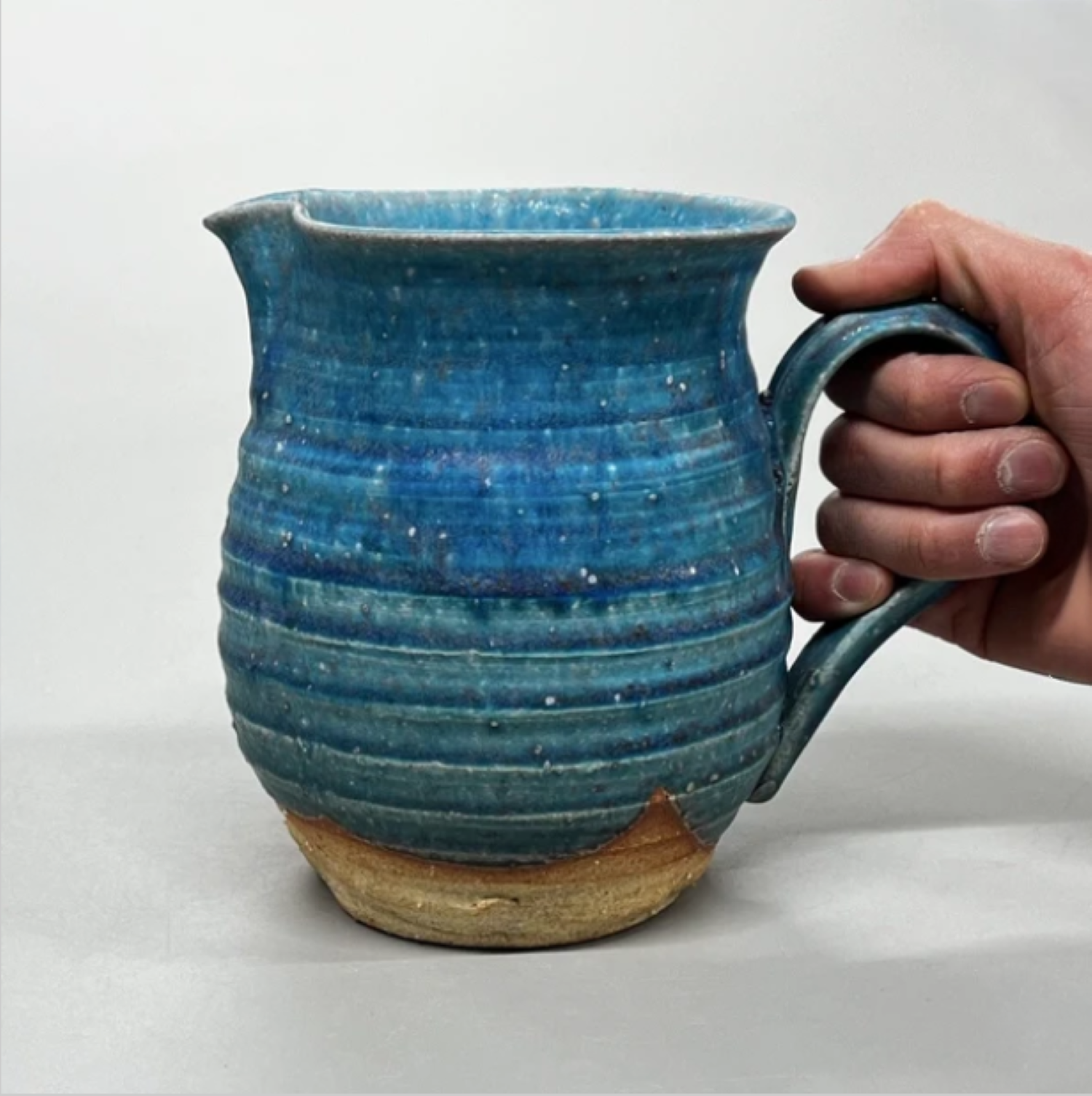 Hechimon Shigaraki Blue Ceramic Pitcher - Image 3