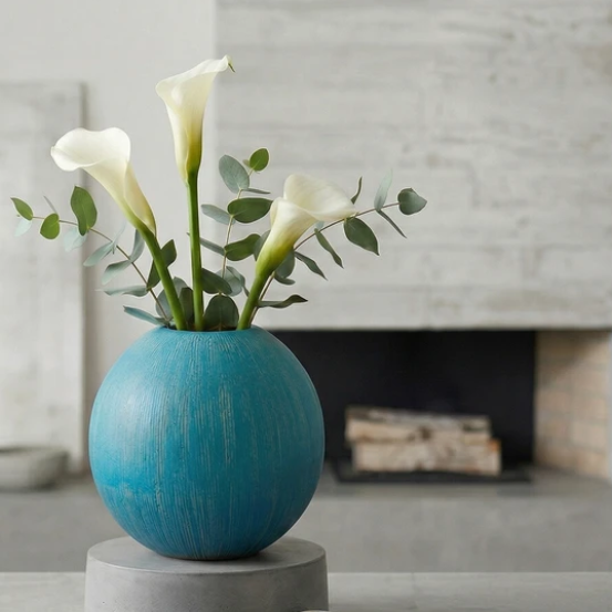 Aozora Japanese Ceramic Vase – Turquoise Textured Pottery - Image 2