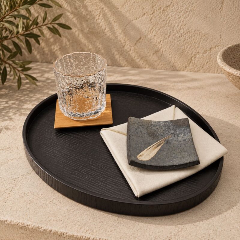 Shizuku Quiet Moment Set – Japanese Glass, Ceramic, Cherry Wood & Linen