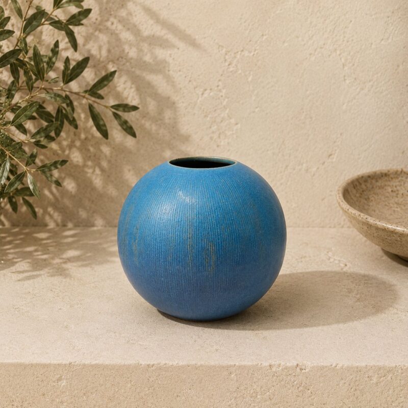 Aozora Japanese Ceramic Vase – Turquoise Textured Pottery